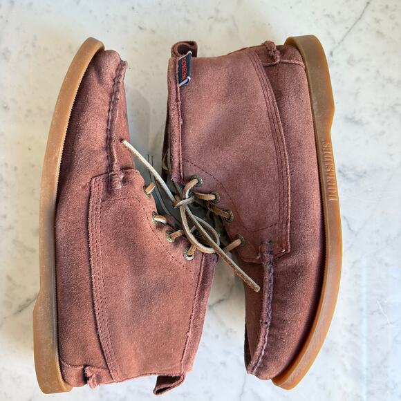 Sebago Women’s Shearling Lined Suede Moccasin Boots – Size 9 Burgundy - Picture 4 of 11